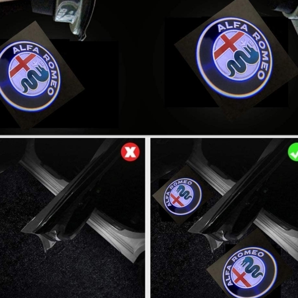 2 Alfa Romeo Car Door Lights Logo Projector Ghost Lights - Picture 6 of 7